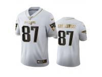 Men Rob Gronkowski Patriots White 100th Season Golden Edition Jersey