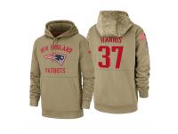 Men's 2019 Salute to Service Damien Harris Patriots Tan Sideline Therma Hoodie New England Patriots