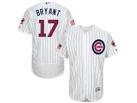 Men's Chicago Cubs Kris Bryant Majestic White Fashion  Stars & Stripes 2016 Independence Day  Flex Base Player Jersey