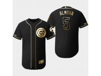 Men's Cubs 2019 Black Golden Edition Albert Almora Jr Flex Base Stitched Jersey