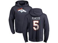 Men's Denver Broncos Joe Flacco NFL Pro Line Navy Name & Number Logo Pullover Hoodie