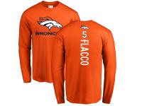 Men's Denver Broncos Joe Flacco NFL Pro Line Orange Backer Long Sleeve T-Shirt