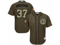 Men's Majestic Chicago Cubs #37 Brett Anderson Green Salute to Service MLB Jersey