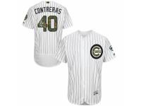 Men's Majestic Chicago Cubs #40 Willson Contreras Authentic White 2016 Memorial Day Fashion Flex Base MLB Jersey