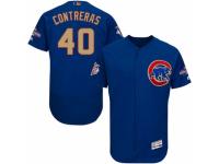 Men's Majestic Chicago Cubs #40 Willson Contreras Royal Blue 2017 Gold Champion Flexbase Authentic Collection MLB Jersey