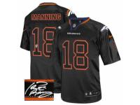 Men's Nike Denver Broncos #18 Peyton Manning Elite Lights Out Black Autographed NFL Jersey