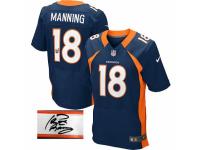 Men's Nike Denver Broncos #18 Peyton Manning Navy Blue Alternate Elite Autographed NFL Jersey