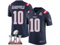 Men's Nike New England Patriots #10 Jimmy Garoppolo Limited Navy Blue Rush Super Bowl LI 51 NFL Jersey