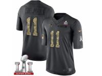 Men's Nike New England Patriots #11 Julian Edelman Limited Black 2016 Salute to Service Super Bowl LI 51 NFL Jersey