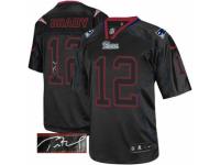 Men's Nike New England Patriots #12 Tom Brady Elite Lights Out Black Autographed NFL Jersey