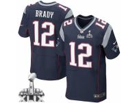 Men's Nike New England Patriots #12 Tom Brady Elite Navy Blue Team Color Super Bowl XLIX NFL Jersey