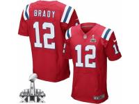 Men's Nike New England Patriots #12 Tom Brady Elite Red Alternate C Patch Super Bowl XLIX NFL Jersey