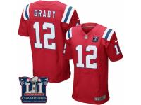 Men's Nike New England Patriots #12 Tom Brady Elite Red Alternate Super Bowl LI Champions NFL Jersey