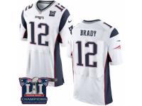 Men's Nike New England Patriots #12 Tom Brady Elite White Super Bowl LI Champions NFL Jersey