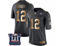 Men's Nike New England Patriots #12 Tom Brady Limited Black Gold Salute to Service Super Bowl LI Champions NFL Jersey