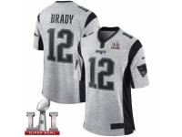 Men's Nike New England Patriots #12 Tom Brady Limited Gray Gridiron II Super Bowl LI 51 NFL Jersey