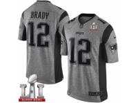 Men's Nike New England Patriots #12 Tom Brady Limited Gray Gridiron Super Bowl LI 51 NFL Jersey