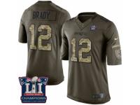 Men's Nike New England Patriots #12 Tom Brady Limited Green Salute to Service Super Bowl LI Champions NFL Jersey