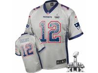 Men's Nike New England Patriots #12 Tom Brady Limited Grey Drift Fashion Super Bowl XLIX NFL Jersey