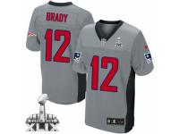 Men's Nike New England Patriots #12 Tom Brady Limited Grey Shadow Super Bowl XLIX NFL Jersey