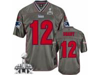 Men's Nike New England Patriots #12 Tom Brady Limited Grey Vapor Super Bowl XLIX NFL Jersey