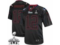 Men's Nike New England Patriots #12 Tom Brady Limited Lights Out Black Super Bowl XLIX NFL Jersey