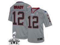 Men's Nike New England Patriots #12 Tom Brady Limited Lights Out Grey Super Bowl XLIX NFL Jersey