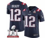 Men's Nike New England Patriots #12 Tom Brady Limited Navy Blue Rush Super Bowl LI 51 NFL Jersey