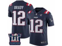 Men's Nike New England Patriots #12 Tom Brady Limited Navy Blue Rush Super Bowl LI Champions NFL Jersey