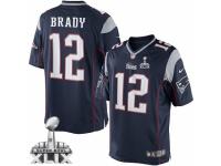 Men's Nike New England Patriots #12 Tom Brady Limited Navy Blue Team Color Super Bowl XLIX NFL Jersey