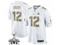 Men's Nike New England Patriots #12 Tom Brady Limited White Salute to Service Super Bowl XLIX NFL Jersey