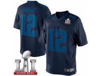 Men's Nike New England Patriots #12 Tom Brady Navy Blue Drenched Limited Super Bowl LI 51 NFL Jersey