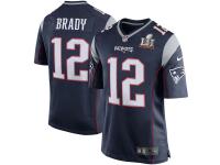 Men's Nike New England Patriots #12 Tom Brady Navy Blue Game Super Bowl LI 51 NFL Jersey