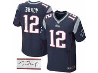 Men's Nike New England Patriots #12 Tom Brady Navy Blue Team Color Elite Autographed NFL Jersey