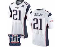 Men's Nike New England Patriots #21 Malcolm Butler Elite White Super Bowl LI Champions NFL Jersey