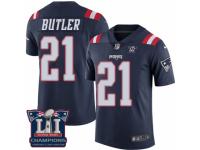 Men's Nike New England Patriots #21 Malcolm Butler Limited Navy Blue Rush Super Bowl LI Champions NFL Jersey