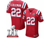 Men's Nike New England Patriots #22 Justin Coleman Elite Red Alternate Super Bowl LI 51 NFL Jersey