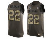 Men's Nike New England Patriots #22 Justin Coleman Green Salute to Service Tank Top NFL Jersey