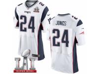 Men's Nike New England Patriots #24 Cyrus Jones Elite White Super Bowl LI 51 NFL Jersey