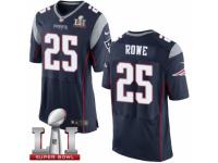 Men's Nike New England Patriots #25 Eric Rowe Elite Navy Blue Team Color Super Bowl LI 51 NFL Jersey