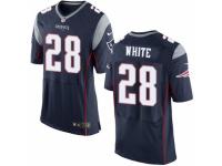 Men's Nike New England Patriots #28 James White Elite Navy Blue Team Color NFL Jersey