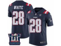 Men's Nike New England Patriots #28 James White Limited Navy Blue Rush Super Bowl LI Champions NFL Jersey