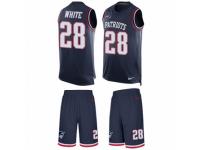 Men's Nike New England Patriots #28 James White Navy Blue Tank Top Suit NFL Jersey