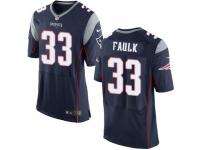 Men's Nike New England Patriots #33 Kevin Faulk Elite Navy Blue Team Color NFL Jersey