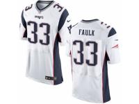 Men's Nike New England Patriots #33 Kevin Faulk Elite White NFL Jersey