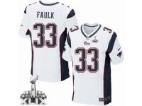 Men's Nike New England Patriots #33 Kevin Faulk Elite White Super Bowl XLIX NFL Jersey