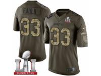 Men's Nike New England Patriots #33 Kevin Faulk Limited Green Salute to Service Super Bowl LI 51 NFL Jersey