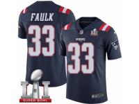 Men's Nike New England Patriots #33 Kevin Faulk Limited Navy Blue Rush Super Bowl LI 51 NFL Jersey