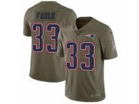 Men's Nike New England Patriots #33 Kevin Faulk Limited Olive 2017 Salute to Service NFL Jersey