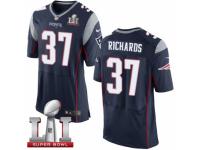 Men's Nike New England Patriots #37 Jordan Richards Elite Navy Blue Team Color Super Bowl LI 51 NFL Jersey